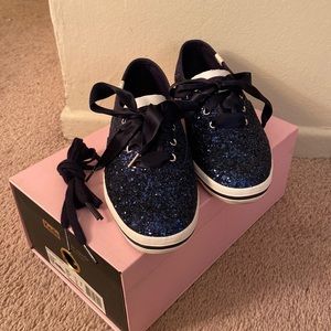 Kate Spade x Keds blue glitter shoes